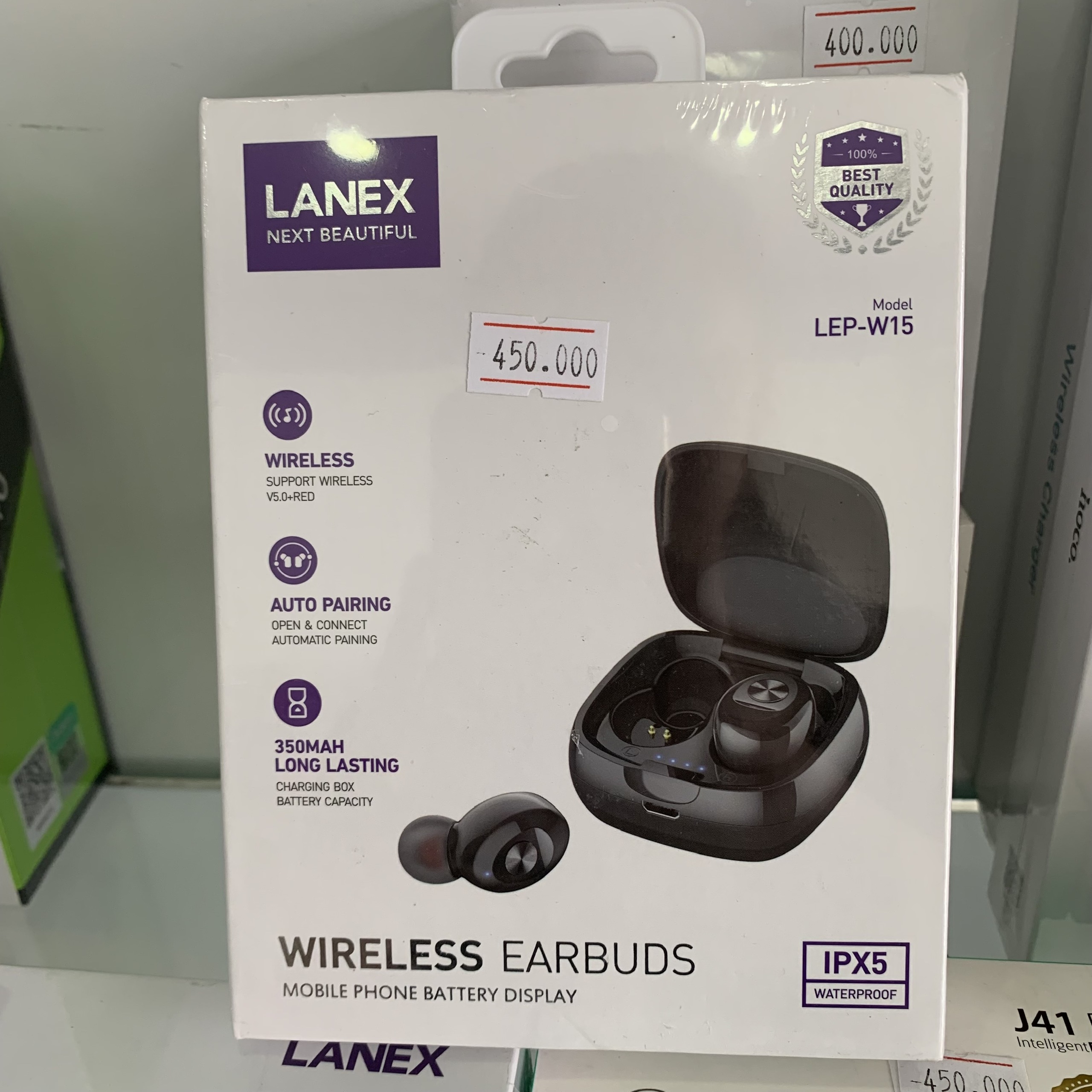Tai nghe điện thoại Bluetooth Lanex LEP-W15 (Có Mic)
